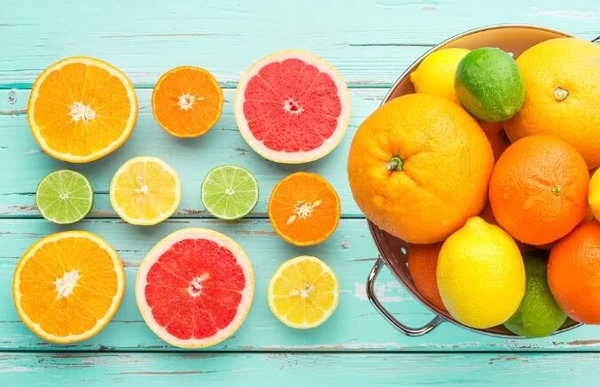 Zitrusfrüchte und Vitamin C.